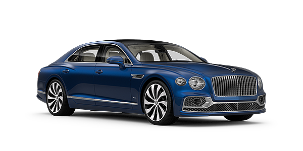 Bentley Busan Bentley Flying Spur Azure sedan in Sequin Blue paint front 34